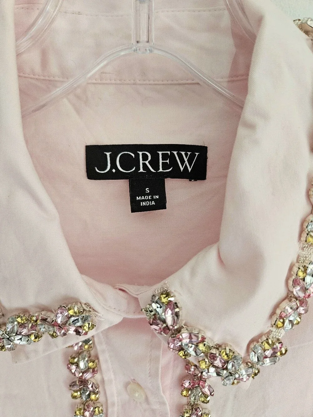 J Crew Etienne Jeweled Cropped Button Down Shirt